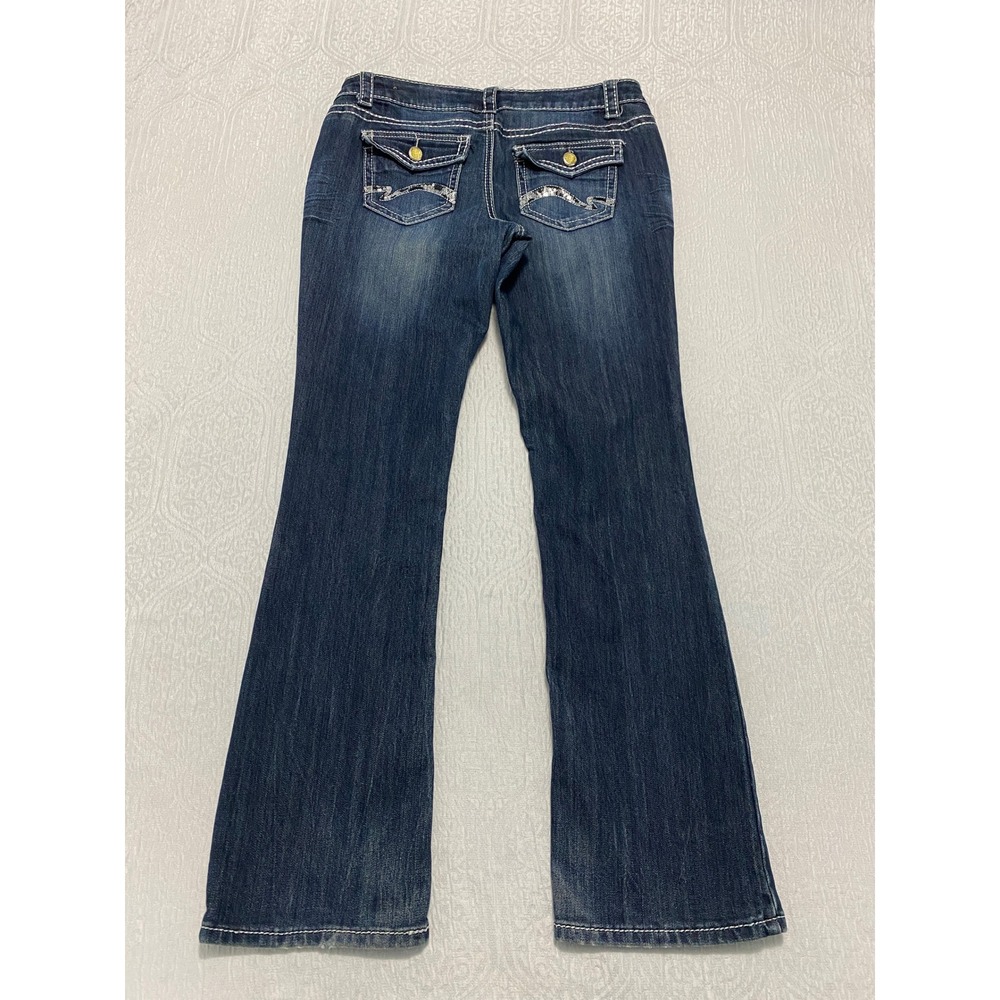 Mossimo Supply Co Womens Jeans Size 13 Bootcut Flap Pocket Dark Wash Stretch Y2K